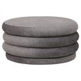 Casa Ottoman Storage Stool - Grey Velvet Fabric - Round