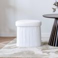 Medford Pouf - White Fabric - Storage
