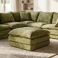 Solaya Footstool - Square - Green Fabric