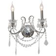 Chrome Grey 2 Branch Cut Glass Chandelier Wall Light thumbnail 2