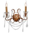 Antique Gold 2 Branch Cut Glass Chandelier Wall Light thumbnail 2
