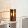 Ribbed Table Lamp - Dark Brown - Mango Wood