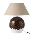 Clay Table Lamp - White and Dark Brown - Ceramic
