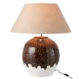 Clay Table Lamp - White and Dark Brown - Ceramic