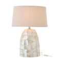 Pearl Effect Table Lamp - Off White and Light Beige - Shell