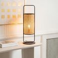Elton Table Lamp - On Foot - Black and Natural - Rattan and Metal