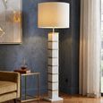 Celinae Floor Lamp - White - Fabric and Marble