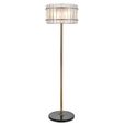 Feline Floor Lamp - Antique Brass - Glass and Metal