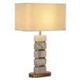 Lenore Table Lamp - White and Gold - Marble and Fabric