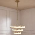 Cealora Chandelier - Round - White and Brass - Resin and Metal