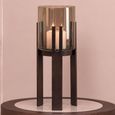 Reese Hurricane Light - Large - Walnut - Glass and Mango Wood