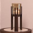 Reese Hurricane Light - Small - Walnut - Glass and Mango Wood