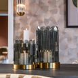 Daisey Hurricane Light - Small - Gold and Smoke - Glass and Metal