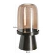 Meave Hurricane Light - Walnut - Glass and Metal