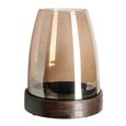 Skye Hurricane Light - Walnut - Glass and Mango Wood