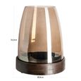Skye Hurricane Light - Walnut - Glass and Mango Wood