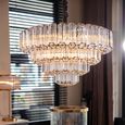 Bece Glass and Chrome Chandelier
