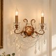 Antique Gold 2 Branch Cut Glass Chandelier Wall Light thumbnail