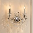 Chrome Grey 2 Branch Cut Glass Chandelier Wall Light thumbnail