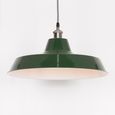 British Factory Style Pendant Light - Green Painted Metal - 46cm