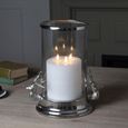 Hurricane Lantern - Silver Metal - Stag Heads