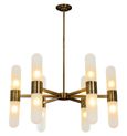 Tricon Glass and Bronze Chandelier