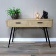 Ribbed Wooden 2 Drawer Desk thumbnail 4