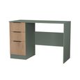 Java Fluted Desk - 3 Drawer - Natural and Reed Green