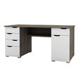 Kentucky Office Desk - Dark Oak & High Gloss White - AW1374DO