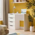 Fluted Desk - 4 Drawer - White Matt