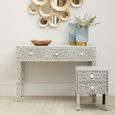 Fusion Desk - 3 Drawer - Silver Bone Inlay