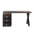 Hunter Black Oak 3 Drawer Desk with Gold Trim