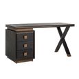 Hunter Black Oak 3 Drawer Desk with Gold Trim