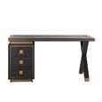Hunter Black Oak 3 Drawer Desk with Gold Trim