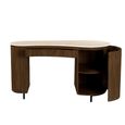Brix Dexter Fluted Office Desk - 1 Door - 1 Drawer - Beige and Brown - Mango Wood