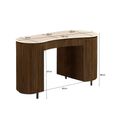 Brix Dexter Fluted Office Desk - 1 Door - 1 Drawer - Beige and Brown - Mango Wood
