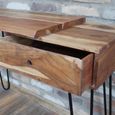Office Desk - 1 Drawer - Hairpin Leg - Natural and Black - Acacia Wood and Metal