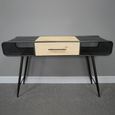 Office Desk - 1 Drawer - Natural and Black - Fir Wood and Metal
