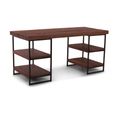 Elena Distressed Desk - Dark Brown - Teak Wood