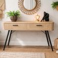 Ribbed Wooden 2 Drawer Desk thumbnail