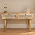 Acacia Wood and Rattan 2 Drawer Desk thumbnail