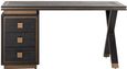 Hunter Black Oak 3 Drawer Desk with Gold Trim