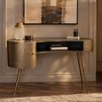 Antique Bronze Metal 1 Door Curved Office Desk thumbnail