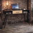 Office Desk - 1 Drawer - Natural and Black - Fir Wood and Metal