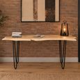 Natural and Black Acacia Wood and Metal Live Edge Office Desk with Hairpin Leg thumbnail