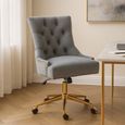Anita Office Chair - Grey Velvet with Gold Base