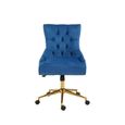 Anita Office Chair - Blue Velvet with Gold Base