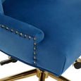 Anita Office Chair - Blue Velvet with Gold Base