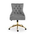 Anita Office Chair - Grey Velvet with Gold Base