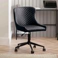 Luxe Swivel Office Chair - Curved Back - Adjustable Height - Black - Faux Leather and Metal